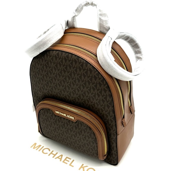Michael Kors Jaycee Medium Zip Packet Backpack Brown Signature main image 8